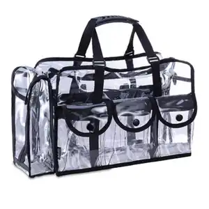 BOYA sac de rangement pour cosmétiques, sac rond pour shopping Pro, grand sac de rangement de cosmétiques en PVC transparent pour voyage, boîte de rangement