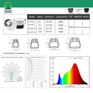 <span class=keywords><strong>Spot</strong></span> <span class=keywords><strong>LED</strong></span> COB anti-éblouissement profond, puce Bridgelux, RA98, spectre complet, encastré, 7W 10W 12W pour l'éclairage domestique et commercial - Product Image 3