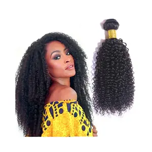 Extensiones de cabello humano virgen 100% de alta calidad de longitud larga Natural negro rizado 1 pieza MOQ para mujeres