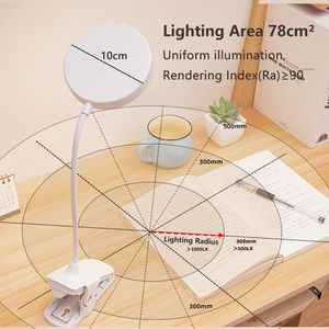 Pince sur lampe de bureau prise USB Protection des yeux 360 ° col de cygne Flexible CRI>90 étagère maison bureau dortoir étude lecture Clip Table lumière - Product Image 5