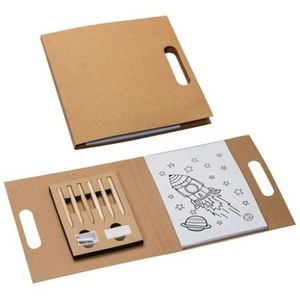 Cadeau promotionnel, livres en papier kraft à faire soi-même avec 6 crayons de couleur pour le dessin et la peinture des enfants - Product Image 3