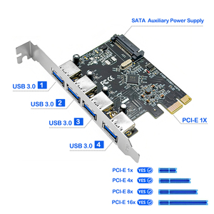 การ์ดขยาย PCIe X1 เป็น 4 พอร์ต <span class=keywords><strong>USB</strong></span> 3.0, ชิป VIA VL805 ความเร็ว 5Gbps สำหรับเดสก์ท็อปพีซี รองรับ SATA Power PCI-E 1X/4X/8X/16X - Product Image 2