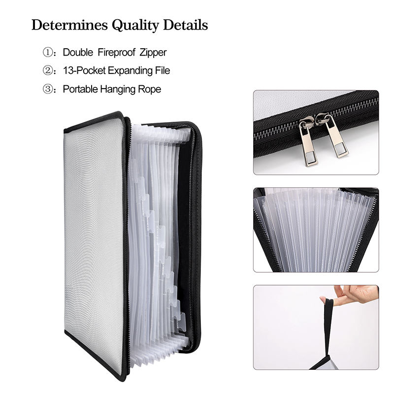Men and Women's Expandable Zipper File Collection Bag Fireproof ...
