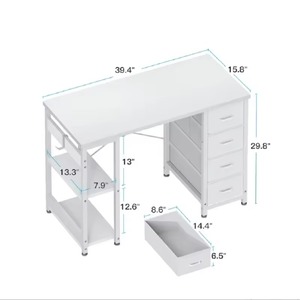 Coiffeuse blanche SENYU avec tiroirs et étagères pour rangement de chambre - Product Image 2