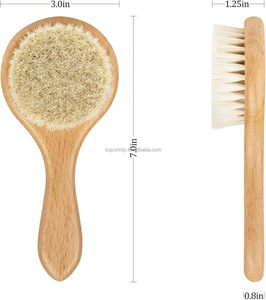 Cepillo y Peine Redondos para el Cabello con Logotipo Personalizado, Herramienta Circular para el Cuidado del Cabello, para Recién Nacidos, Bebés, Niños Pequeños, Hechos a Mano con Madera de Bambú Natural - Product Image 2