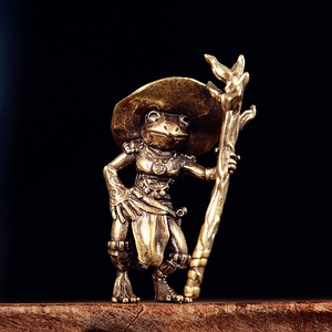 Figurine de <span class=keywords><strong>grenouille</strong></span> vintage en laiton pur, décoration intérieure de voiture, artisanat créatif, figurine de bureau - Product Image 3