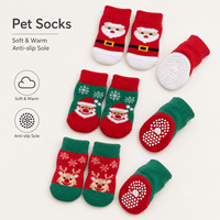 Chaussettes personnalisées pour chiens et chats, chaudes, imperméables, antidérapantes, imprimées, double couche, en coton, avec semelle en caoutchouc à pois, douces, respirantes, pour la marche en intérieur, soin des pattes