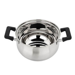 Casserole et faitout multi-tailles en acier inoxydable sablé à double poignée, avec couvercle, écologique et multifonctionnelle - Product Image 2