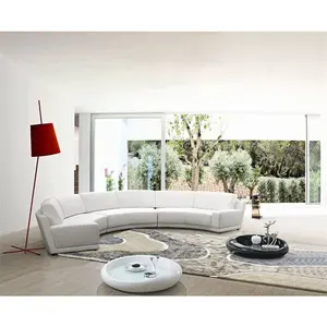 Klasik benzersiz yuvarlak şekil oturma odası mobilya deri kumaş kanepe kanepe Villa koltuk takımı oturma odası için Modern