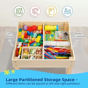 Montessori tavolo da attività per <span class=keywords><strong>bambini</strong></span> in <span class=keywords><strong>legno</strong></span> e sedia con lavagna a doppia faccia e deposito per la scuola materna o l'asilo nido Funiture - Product Image 5