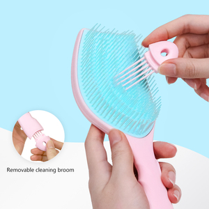 Herramienta para el cuidado del cabello Salón de Casa Cerdas de nailon ABS Logotipo personalizado Lovely Tulip Scalp Maasages Cepillos para el cabello con limpiador interior - Product Image 1