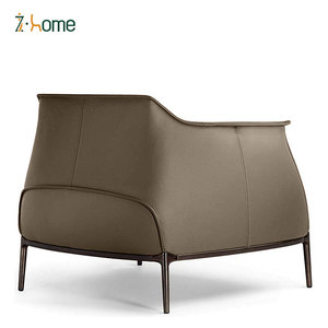 เก้าอี้เลานจ์สีน้ำตาลสำหรับโรงแรมที่พักแขนหนังแท้ทนทานดีไซน์แบบอิตาลีสำหรับโรงแรมวิลล่าห้องวาดภาพสำนักงาน - Product Image 6