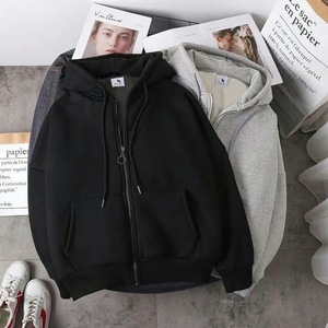 Autumn Winter Zipper <strong>Hoodie</strong> for Men Good Price Cheap Thick Velvet Coat Embossed Print Hooded Collar XL Size Trendy Top <strong>Couples</strong> - Product Image 3