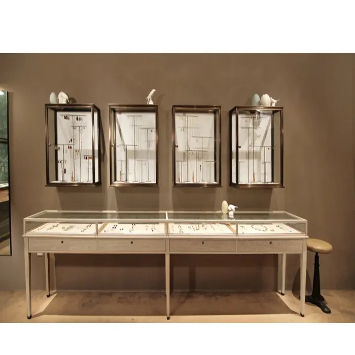 Modern Jewelry Shop Interior Decoration Jewelry Display Showcase Designed Glass Display Showcase Cabinet jewellery display