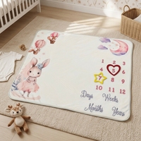 Alas Foto Bayi Rajut Motif Bunga Hewan Kartun Lembut 100% Poliester, Selimut Penanda Pertumbuhan Bayi untuk Fotografi di Kamar Bayi
