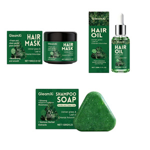 Ensemble de soins capillaires à base de plantes, shampoing, savon, masque capillaire, huile capillaire, extrait de plantes, kit de soins capillaires nourrissant et lissant - Product Image 1