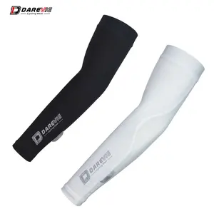 Darevie OEM ODM Black White Upf 50+ Cycling Arm Sleeves UV Protection Sports Cooling Arm Sleeves