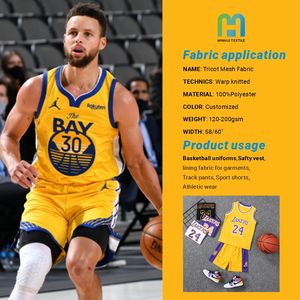 Tela de malla de ojo de pájaro de poliéster de secado rápido resistente a las arrugas telas en blanco de sublimación para camiseta de la <span class=keywords><strong>NBA</strong></span> y atuendo de verano para <span class=keywords><strong>niños</strong></span> - Product Image 4