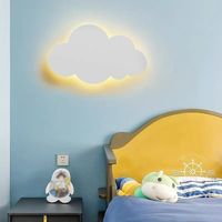 Applique murale LED encastrée créative pour intérieur, forme nuage, abat-jour en fer et bois, télécommande, décoration moderne