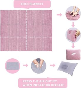 Various Colors Custom Logo Anti-Pilling 100% Polyester Lightweight Knitted Airplane Travel Pillow <b>Blanket</b> Foldable 2-in-1 Bag - Product Image 4