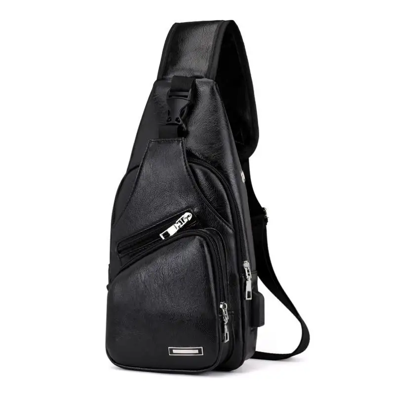 Male Shoulder Bags USB Charging Crossbody Bags Men Anti Theft Chest Bag L0240