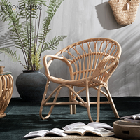 Patio haute qualité Offre Spéciale Boho rétro salon Fauteuil Relax bois massif rotin jardin canne osier Accent chaise de salon
