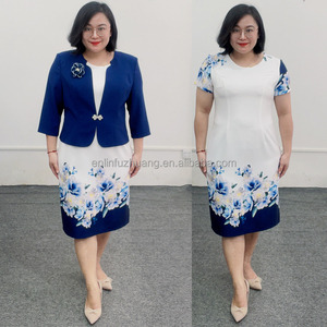 New Arrival Turkey Plus Size Floral Print Elegant Mother Two <b>Piece</b> Purple Green Dress Outfits - Product Image 2
