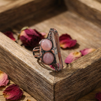 Bague en quartz rose naturel, pierre précieuse de guérison, plaquée bronze antique, en cuivre, réglable, style vintage pour femme