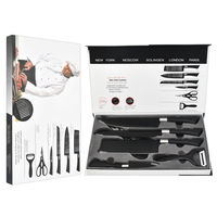 Set de couteaux de cuisine multifonction 7 pièces couteau de chef en acier inoxydable avec boîte cadeau