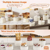 Supports de buffet, présentoirs pliables en accordéon à 60 pages pour table de desserts, supports cylindriques en carton pour gâteaux et cupcakes