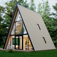 Maison triangulaire, petite maison conteneur, prête à l'emploi, 2 chambres, 2 salles de bain, maison préfabriquée, maisons modulaires préfabriquées, bâtiment en bois