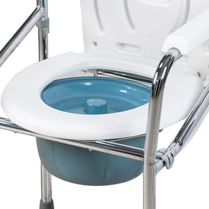 <b>Folding</b> <b>Commode</b> Chair Carbon Steel Electroplated For Elderly Disabled Home Care Hospital Use Sea Blue Color - Product Image 4