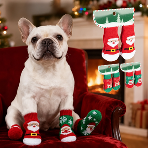 Calcetines para Mascotas en Oferta, Calcetines Navideños Antideslizantes para Perros Mayores, con Diseño de Alce y Muñeco de Nieve, para Perros Pequeños como Teddy y <span class=keywords><strong>Bichón</strong></span> Frisé, Antisuciedad y Ecológicos - Product Image 1