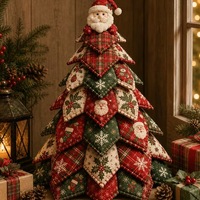 Kit DIY Arbre de Noël en Patchwork, Kit d'Artisanat pour Arbre de Noël, Ornement de Table, Kit d'Artisanat de Fêtes Semi-Artisanal, 23 Styles, Récolte d'Automne