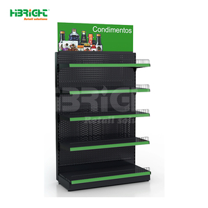 Estante de Exhibición Metálico Resistente Highbright con Panel Perforado |   Estante de Exhibición con Ganchos para Rieles Frontales, Capacidad de 100 kg, para Supermercados y Tiendas de Abarrotes - Product Image 2