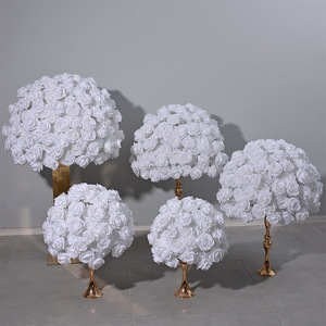 Boule de fleurs artificielles en rose et hortensia blanc pur, décoration pour mariage, événement, centre de table romantique, ornement de fond de fête - Product Image 1