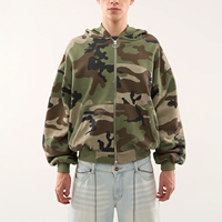 Sudadera con Capucha Verde Camuflaje para Hombre, Estilo Urbano, Talla Grande, con Cierre, Logotipo Personalizado, Fabricante de Ropa OEM ODM, Marca Privada