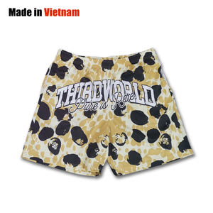 Pantalones cortos de baloncesto de cintura media de lona Vintage de tendencia callejera juvenil para hombres y mujeres transpirables Anti-UV de secado rápido al por mayor - Product Image 1