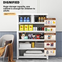 Armoire de rangement multifonctionnelle sur pied à 7 niveaux, design dessin animé, épaissie, 50 cm de large, en plastique, pour jouets et vêtements