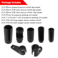 Podofo 7 Buah soket soket Sensor oksigen kunci pas Drive alat pelepas mur rusak Offset vakum Sensor soket alat pengejar benang OEM