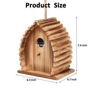 Casa para Pájaros Colgante de Madera para Exteriores, Caja de Anidación de Madera Natural Sólida para Pájaros Silvestres, Decoración de Jardín y Patio Trasero - Product Image 2