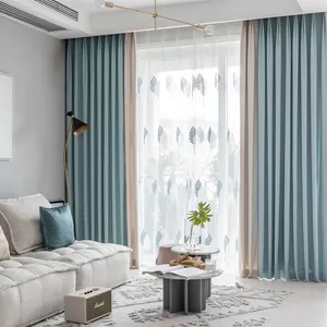 가정 창 처리 회색 줄무늬 자카드 직물 현대 호텔 커튼