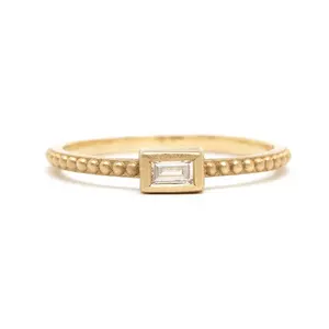 Milskye monili delle donne minimalista design in argento sterling 925 18K oro baguette anello