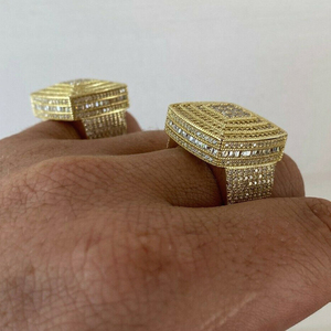 Hip Hop Jewelry Engagement <strong>Ring</strong> 925 <strong>Silver</strong> <strong>Rings</strong> for Men Gold Plating Custom Moissanite Iced Out <strong>Band</strong> <strong>Ring</strong> Cluster Jewelry - Product Image 3