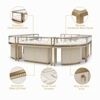 Vitrine Commerciale OEM ODM en Métal et Bois pour Bijoux, avec Verre Trempé et Éclairage LED, Taille Personnalisée, Vente en Gros