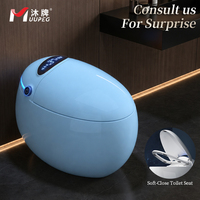 Toilette intelligente en céramique automatique de forme ovale, sanitaire, à poser au sol, avec télécommande, siège chauffant