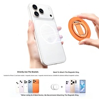 Support de téléphone magnétique rotatif compact à trois plis avec anneau de maintien, base en alliage d'aluminium, compatible