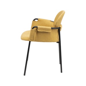 <span class=keywords><strong>Fauteuil</strong></span> rembourré <span class=keywords><strong>jaune</strong></span> moutarde moderne avec pieds en métal noir pour café - Product Image 4