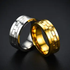 Moda Trendy High Polish mens jewelry anelli in acciaio inossidabile anello a fascia in oro anello girevole antiappannamento da uomo ansia mood Ring