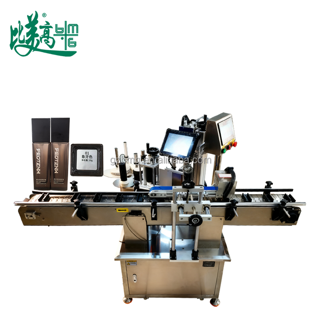 Square Product Custom 2-in-1 Automatic Side Labeling Machine Laser Marking Production Date on Labels logo Printing Machine